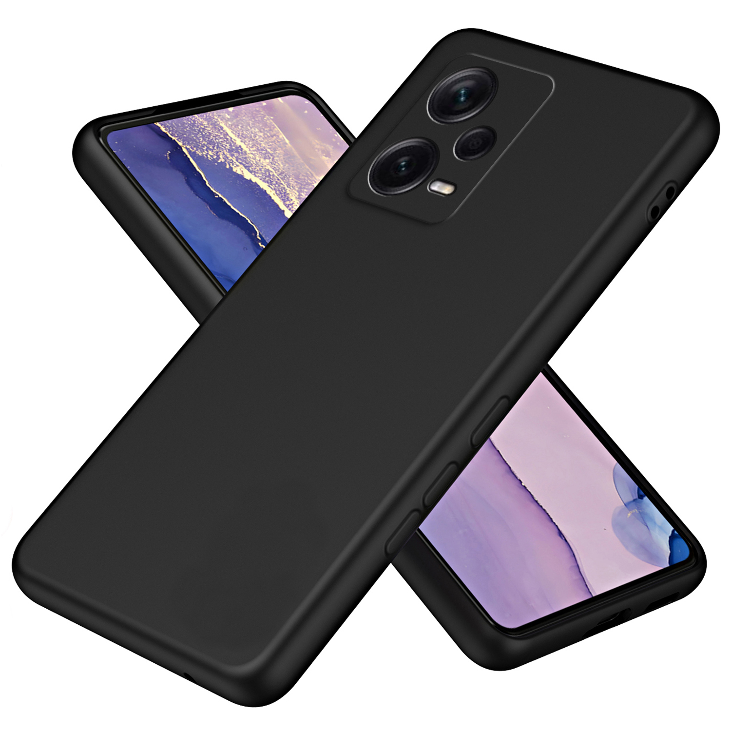 

Für Xiaomi Redmi Note 12 Pro+ 5G 2,2 mm Gummiertes Telefongehäuse Anti-kratzer-faserfaser-tpu-abdeckung - Schwarz, Xiaomi Redmi Note 12 Pro+ 5G