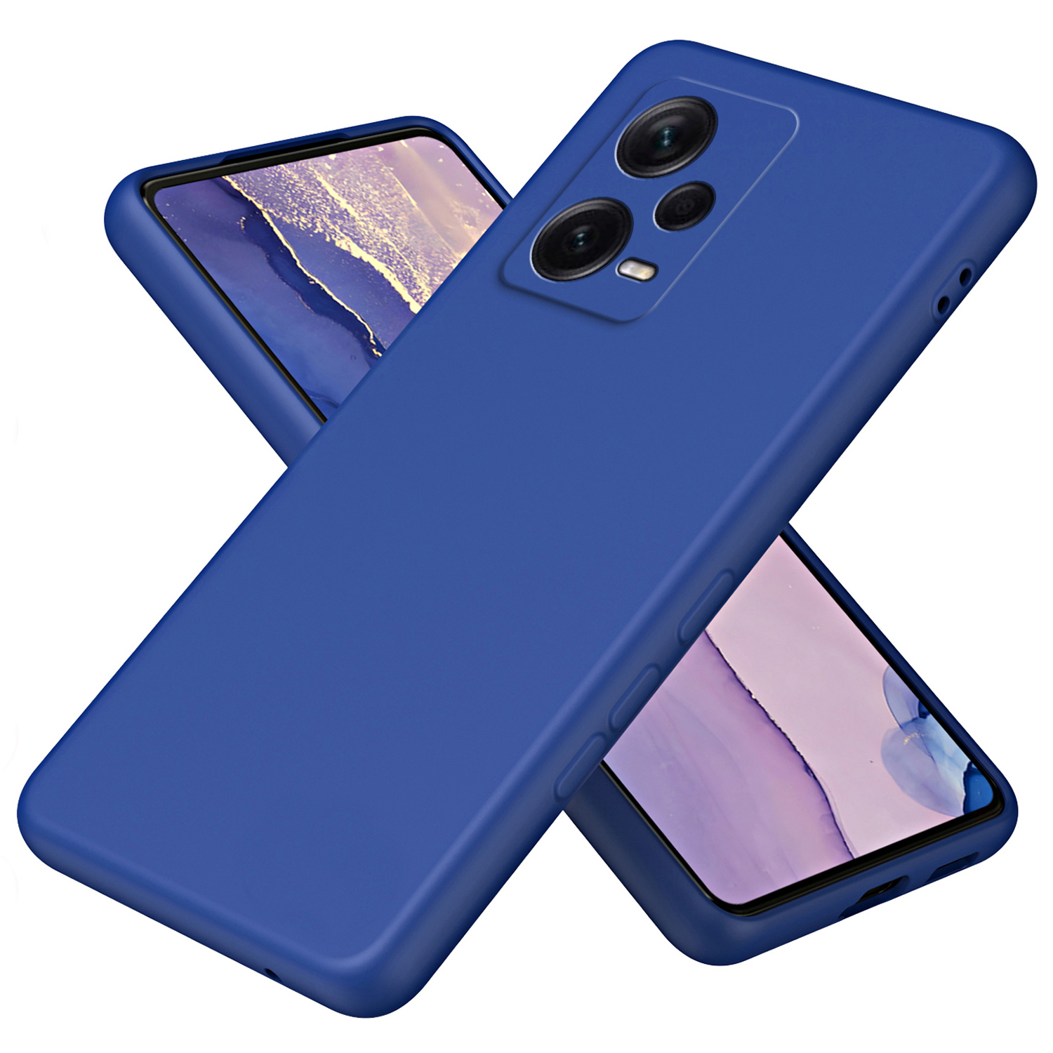 

Für Xiaomi Redmi Note 12 Pro+ 5G 2,2 mm Gummiertes Telefongehäuse Anti-kratzer-faserfaser-tpu-abdeckung - Blau, Xiaomi Redmi Note 12 Pro+ 5G