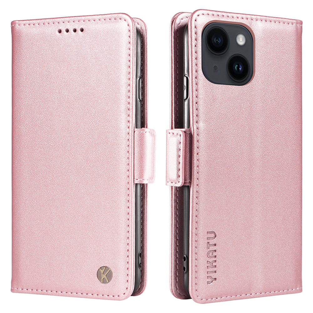 

Yikatu YK-003 Für Iphone 15 Magnetische Verschluss Drop-proof-hülle Leder-brieftasche Telefonabdeckung - Roségold, iPhone 15