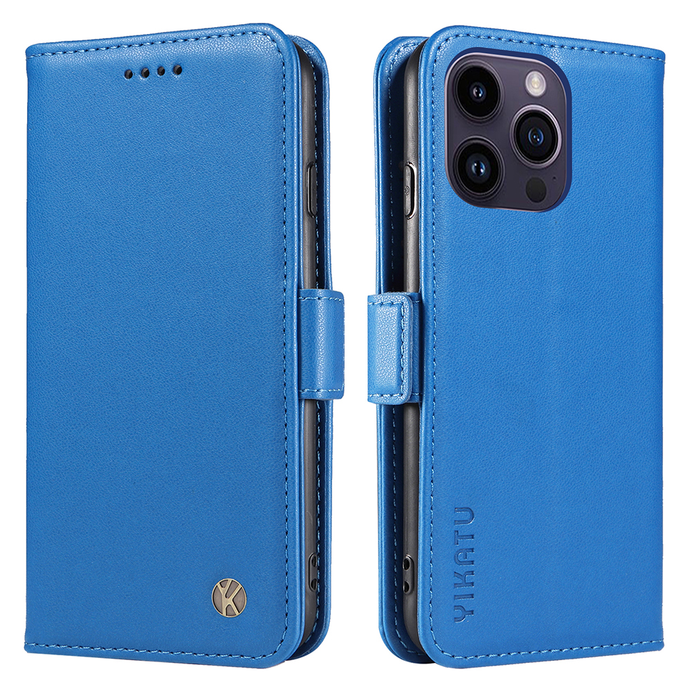 

Yikatu YK-003 Für Iphone 15 Pro pu Leder Magnetic Clasp Phone Hülle Anti-drop-brieftaschen-ständer Cover - Himmelblau, iPhone 15 Pro