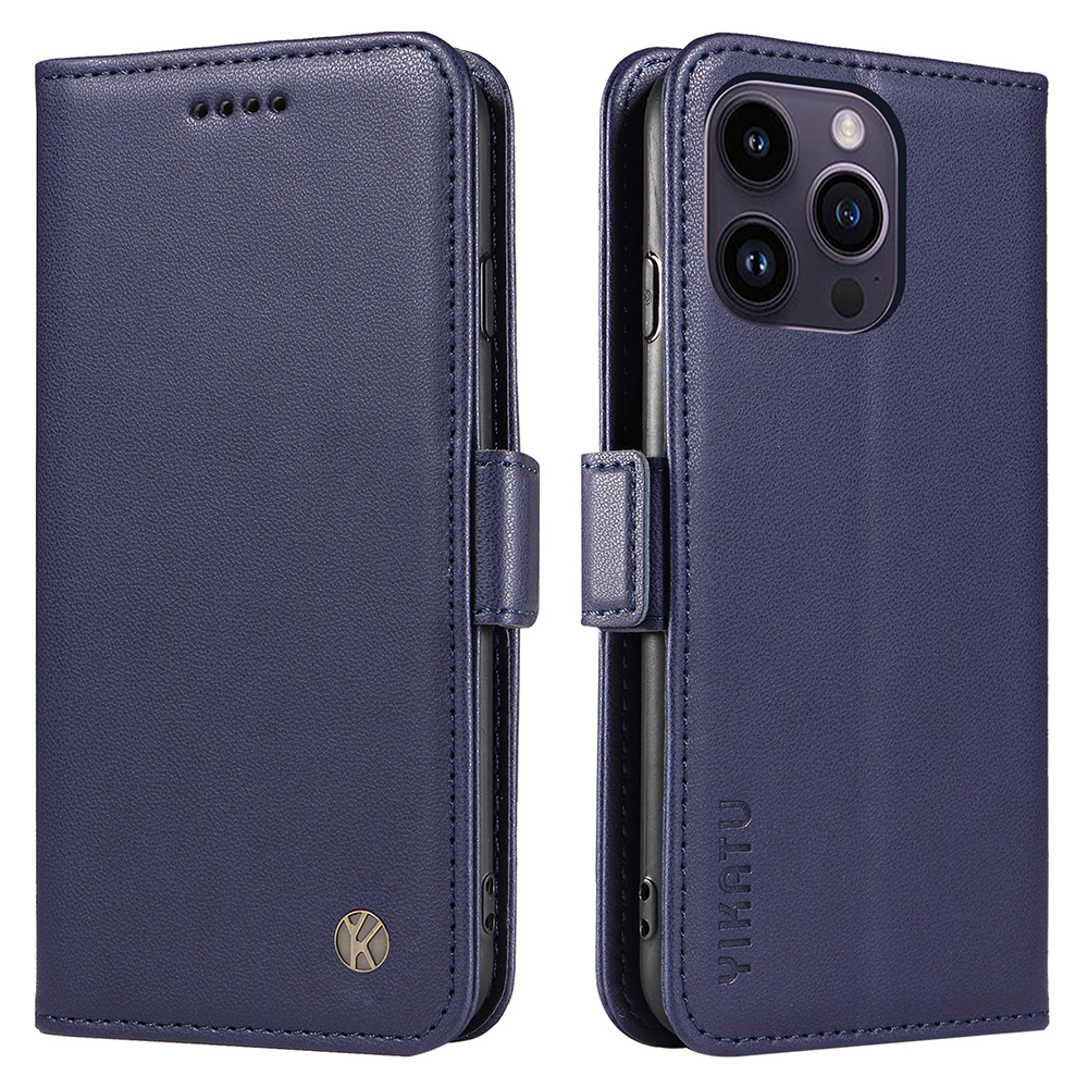 

Yikatu YK-003 Für Iphone 15 Pro pu Leder Magnetic Clasp Phone Hülle Anti-drop-brieftaschen-ständer Cover - Saphir, iPhone 15 Pro