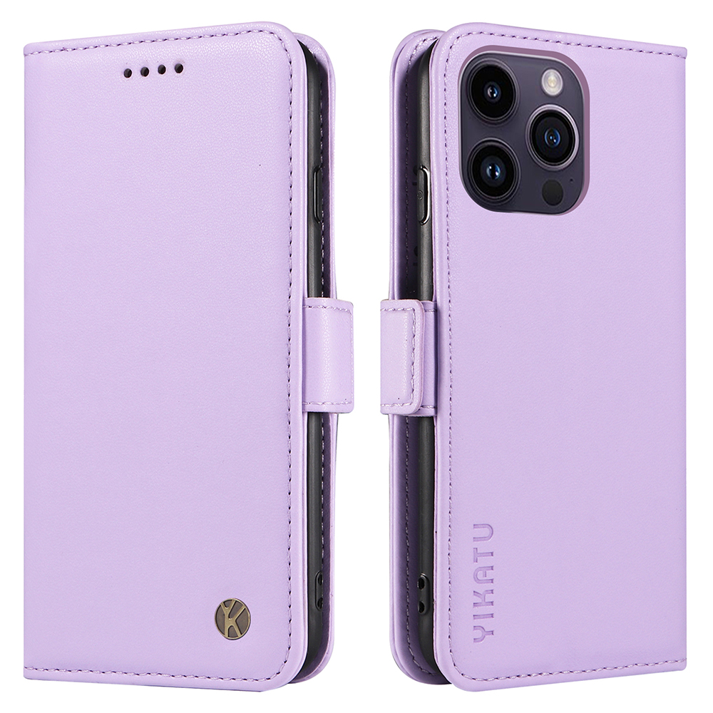 

Yikatu YK-003 Für Iphone 15 Pro Max PU Leder Brieftaschenabdeckung Magnetic Clasp Phone Stand Hülle - Helles Lila, iPhone 15 Pro Max