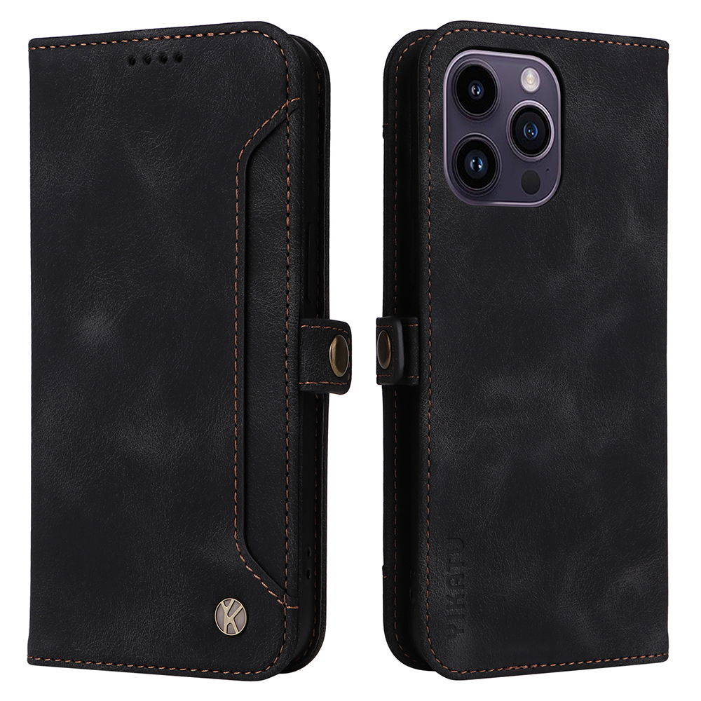 

Yikatu YK-002 Für Iphone 15 Pro Max PU Leder Brieftasche Hülle Anti-drop-telefonabdeckung Mit Äußerem Kartensteckplatz - Schwarz, iPhone 15 Pro Max