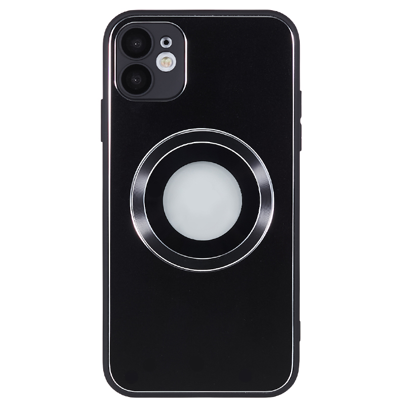 

Für Iphone 11 Magnetic Phone Case Logo Ansicht Aluminiumlegierung - Schwarz+schwarz, iPhone 11