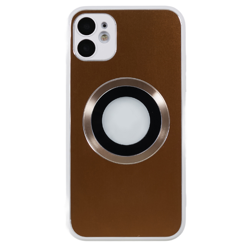 

Für Iphone 11 Magnetic Phone Case Logo Ansicht Aluminiumlegierung - Weiß+dunkles Gold, iPhone 11