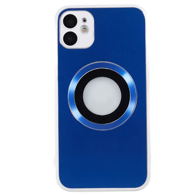 

Für Iphone 11 Magnetic Phone Case Logo Ansicht Aluminiumlegierung - Weiß+himmelblau, iPhone 11