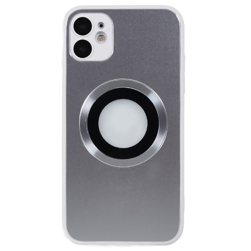 

Für Iphone 11 Magnetic Phone Case Logo Ansicht Aluminiumlegierung - Weiß+silber, iPhone 11