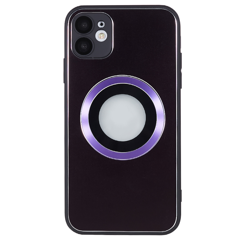 

Logo Anzeigen Magnetische Telefonhülle Für Iphone 12, ag Matte Aluminium -legierung Ring Telefon TPU -abdeckung - Schwarz+dunkelviolett, iPhone 12