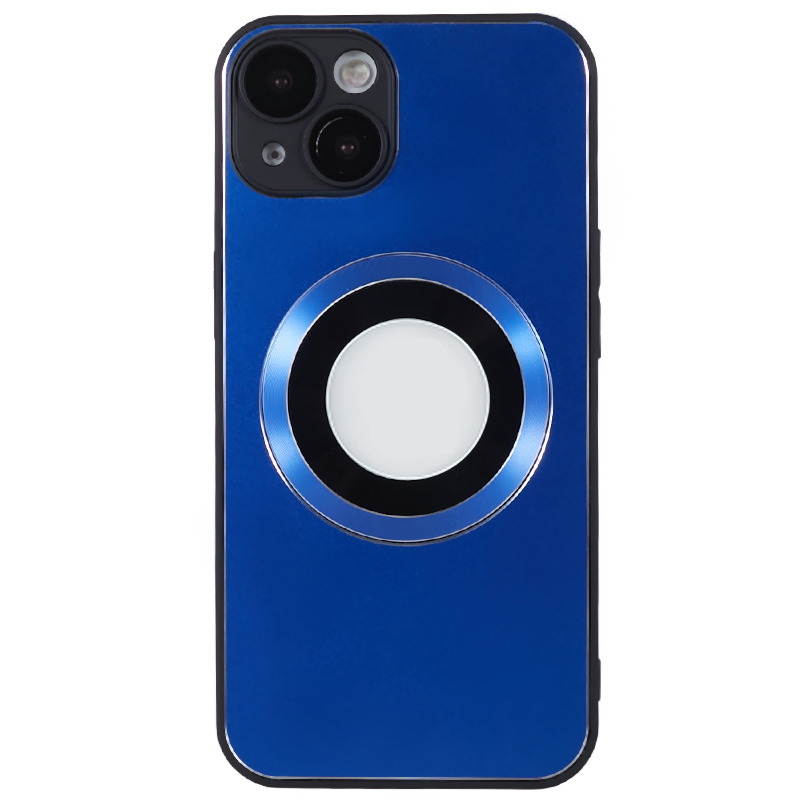 

Für Das Iphone 14 Plus ag Matte Magnetic Phone Case Logo Ansicht Aluminiumlegierung TPU -telefonabdeckung - Schwarz+himmelblau, iPhone 14 Plus