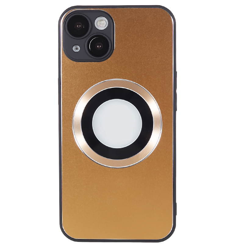 

Für Das Iphone 14 Plus ag Matte Magnetic Phone Case Logo Ansicht Aluminiumlegierung TPU -telefonabdeckung - Schwarz+dunkles Gold, iPhone 14 Plus