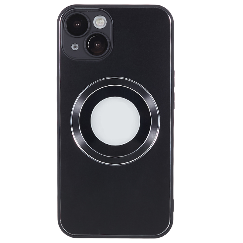 

Für Das Iphone 14 Plus ag Matte Magnetic Phone Case Logo Ansicht Aluminiumlegierung TPU -telefonabdeckung - Schwarz+schwarz, iPhone 14 Plus