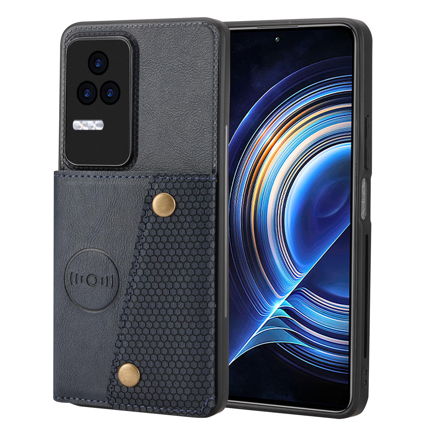 

Für Xiaomi Redmi K40S 5G / Poco F4 5G Kartenhalter Kickstand PU Lederbeschichtete Tpu-anti-fall-telefonabdeckung - Blau, Xiaomi Redmi K40S 5G