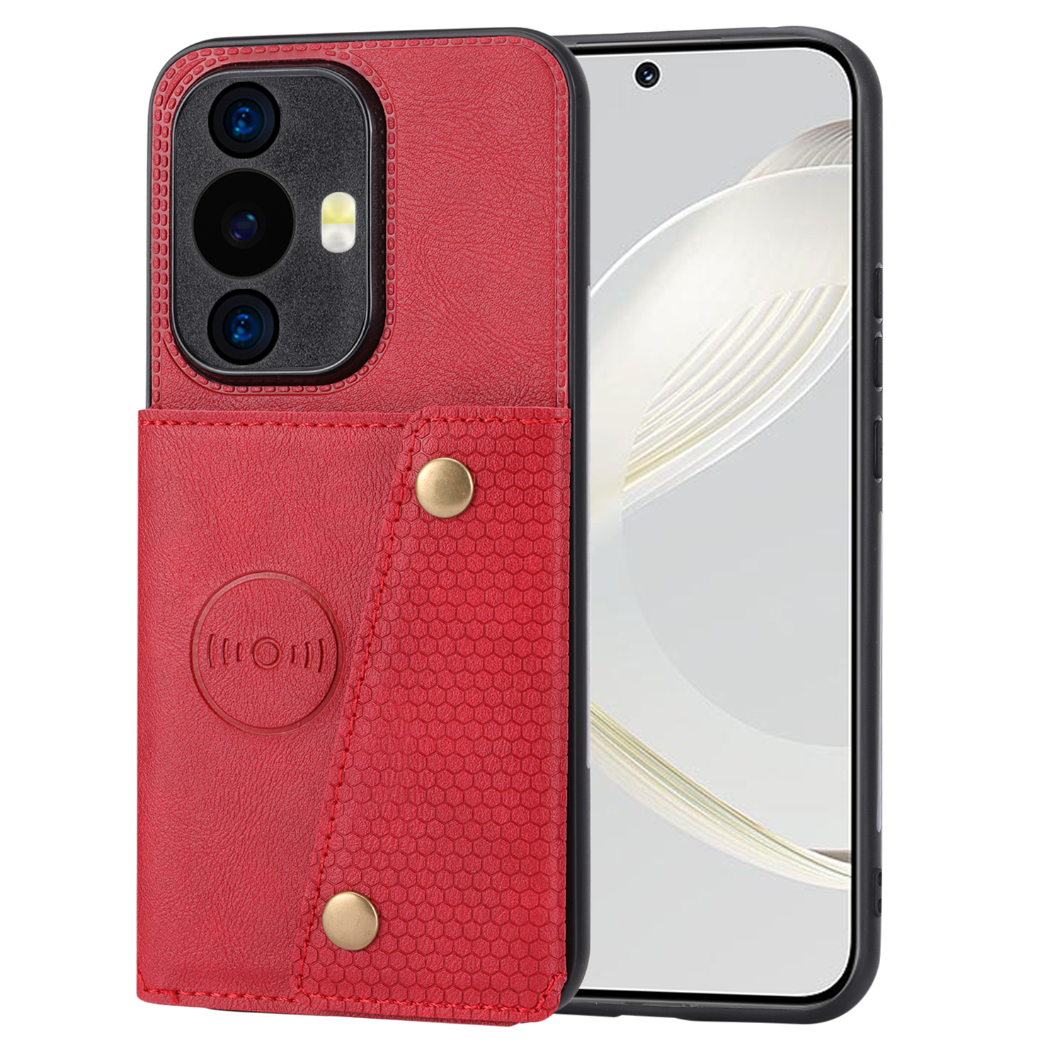 

Für Huawei Nova 11 PU Lederbeschichtete TPU -telefonabdeckung Kickstand -shell Mit Kartenschlitzen - Rot, Huawei nova 11