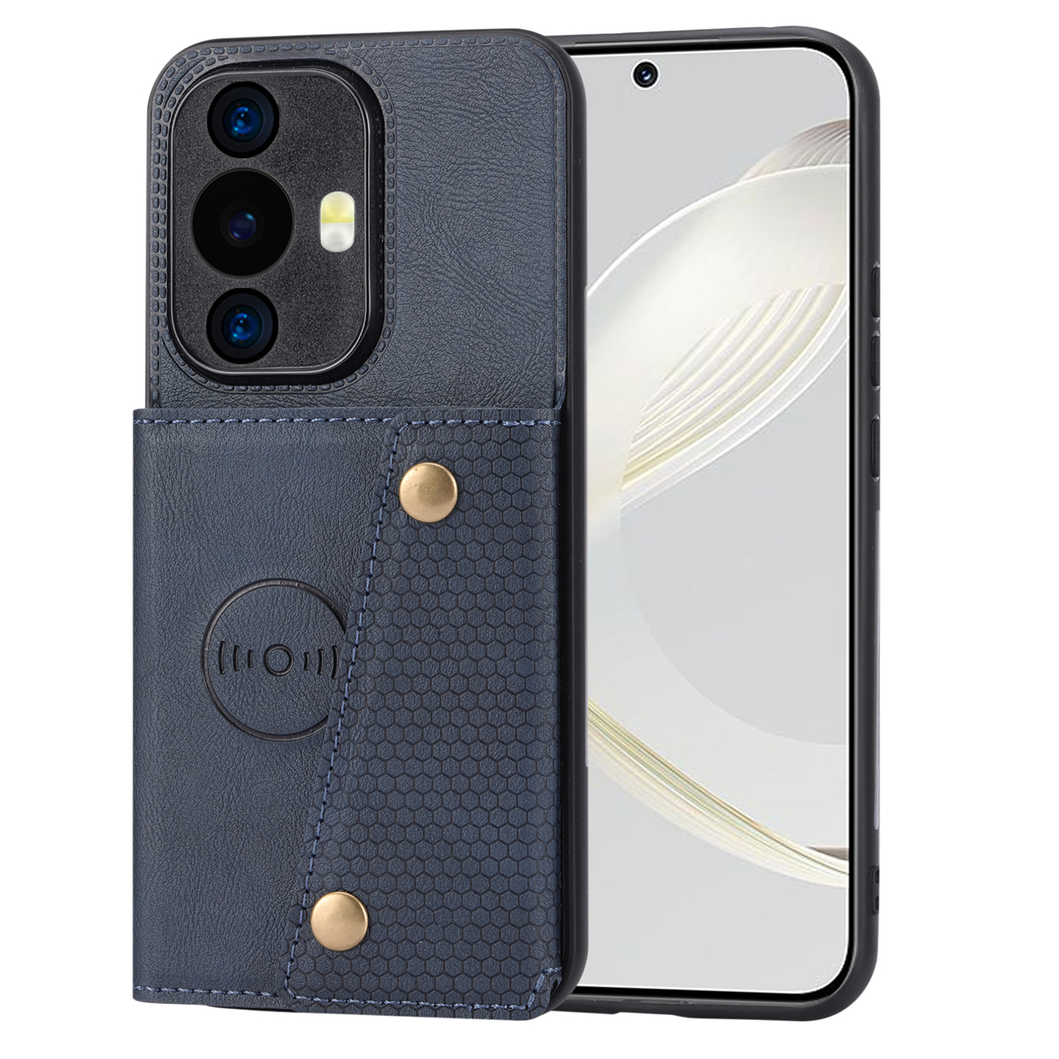

Für Huawei Nova 11 PU Lederbeschichtete TPU -telefonabdeckung Kickstand -shell Mit Kartenschlitzen - Blau, Huawei nova 11