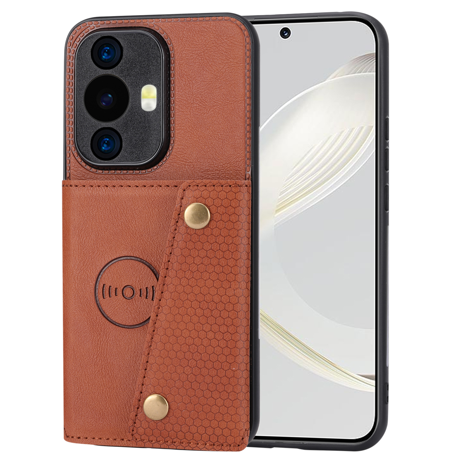 

Für Huawei Nova 11 PU Lederbeschichtete TPU -telefonabdeckung Kickstand -shell Mit Kartenschlitzen - Hellbraun, Huawei nova 11