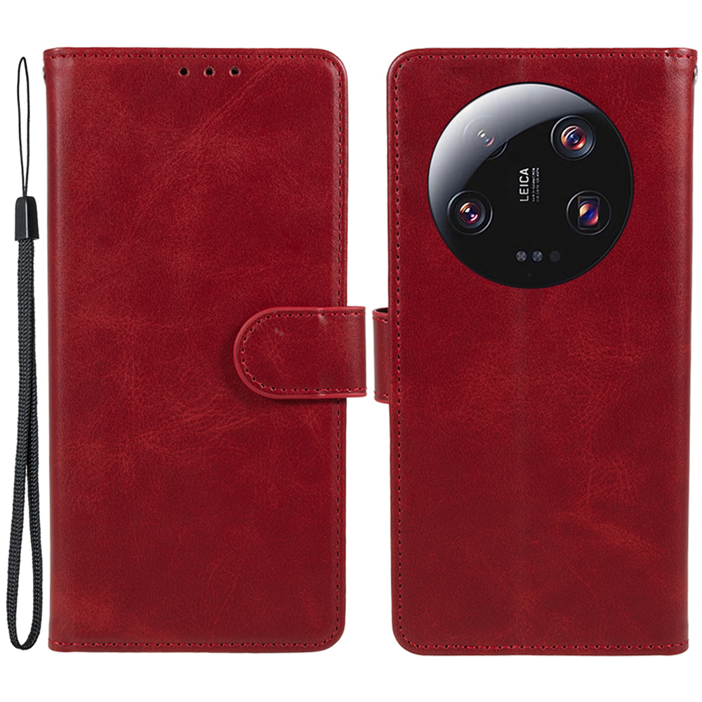 

Für Xiaomi 13 Ultra PU Leder -telefonhülle Wälte Textur Brieftasche Schutzschutzabdeckung - Rot, Xiaomi 13 Ultra