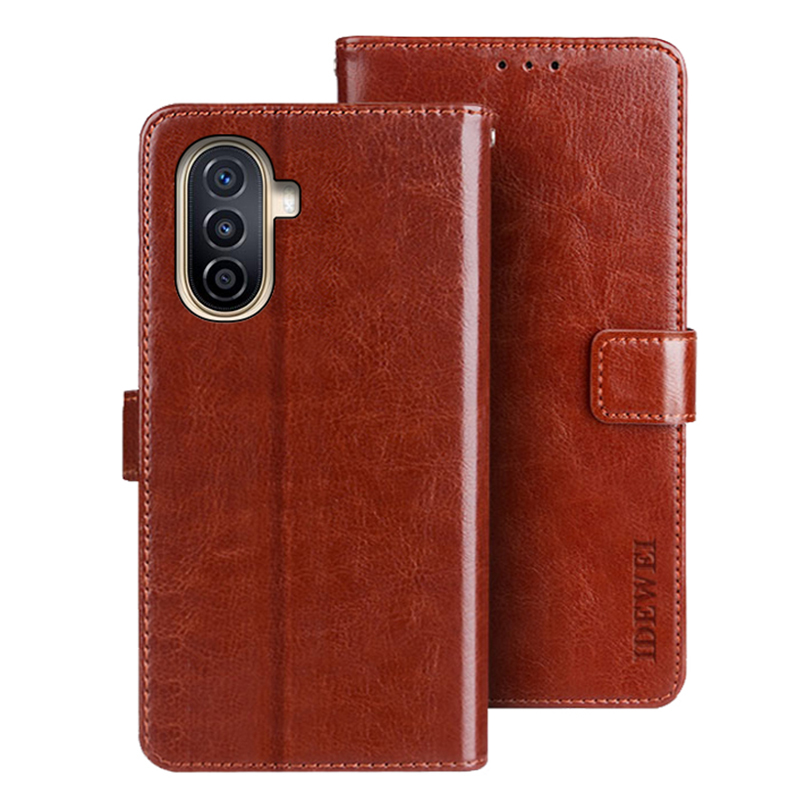 

Idewei Für Huawei Nova Y71 4g / Y70 Plus 4g / Y70 4G Handy Shell Brieftasche Verrückte Pferde Texturstand Leder Telefonabdeckung - Braun, Huawei nova Y71 4G