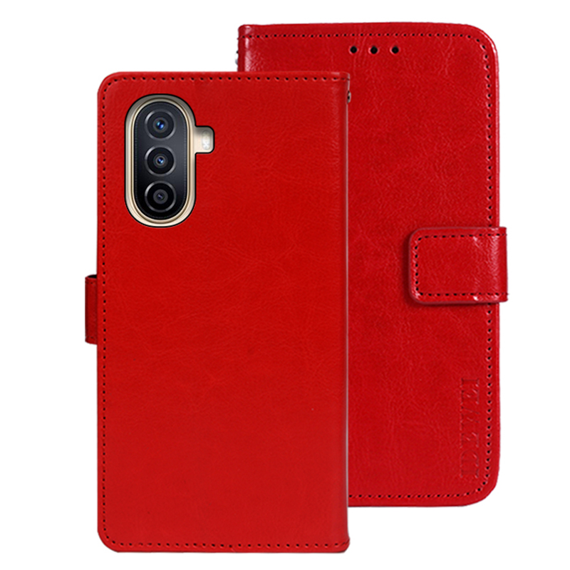 

Idewei Für Huawei Nova Y71 4g / Y70 Plus 4g / Y70 4G Handy Shell Brieftasche Verrückte Pferde Texturstand Leder Telefonabdeckung - Rot, Huawei nova Y71 4G
