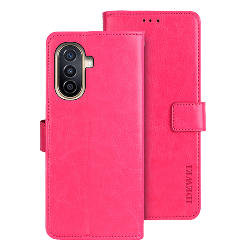 

Idewei Für Huawei Nova Y71 4g / Y70 Plus 4g / Y70 4G Handy Shell Brieftasche Verrückte Pferde Texturstand Leder Telefonabdeckung - Rose, Huawei nova Y71 4G