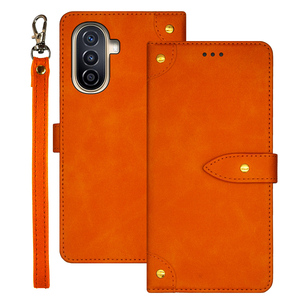 

Idewei Für Huawei Nova Y71 4g / Y70 4G / Y70 Plus 4G Telefon Leder -hülle -ständer Cover Mit Kartensteckplätzen - Orange, Huawei nova Y70 Plus 4G
