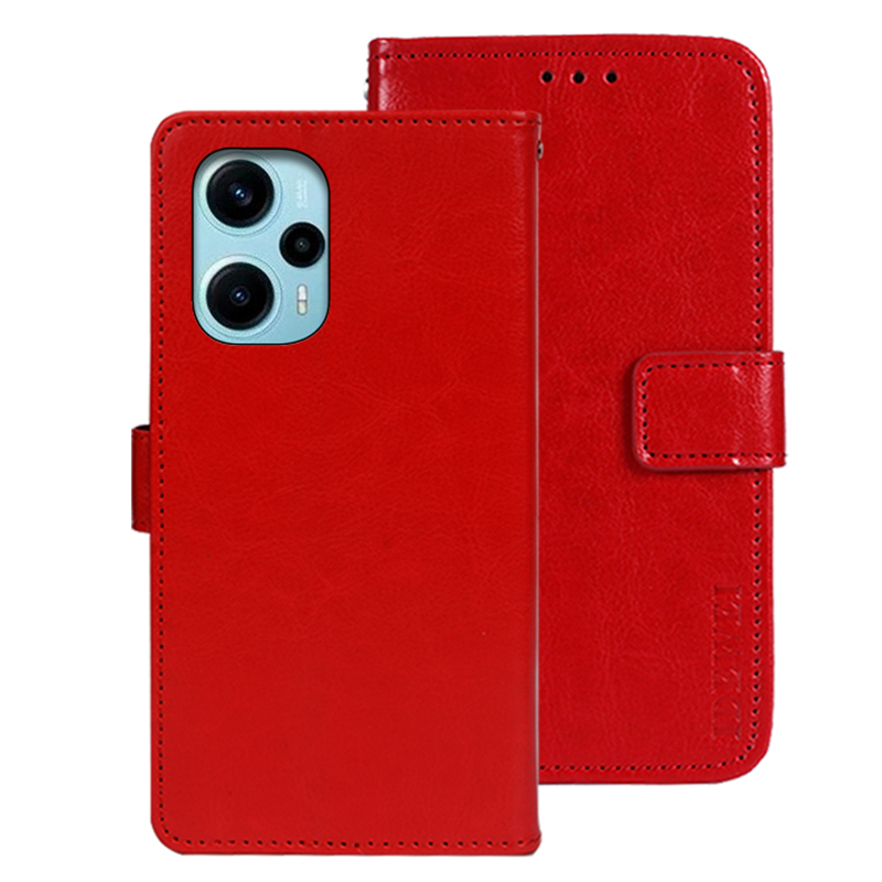 

Idewei Für Xiaomi Redmi Note 12 Turbo / Poco F5 5G TPU+PU Leder Telefon Deckhilfe Verrückter Pferde Texturstand Hülle - Rot, Xiaomi Redmi Note 12 Turbo