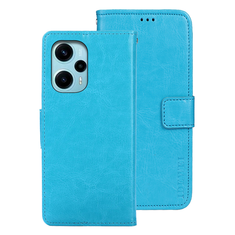 

Idewei Für Xiaomi Redmi Note 12 Turbo / Poco F5 5G TPU+PU Leder Telefon Deckhilfe Verrückter Pferde Texturstand Hülle - Himmelblau, Xiaomi Redmi Note 12 Turbo