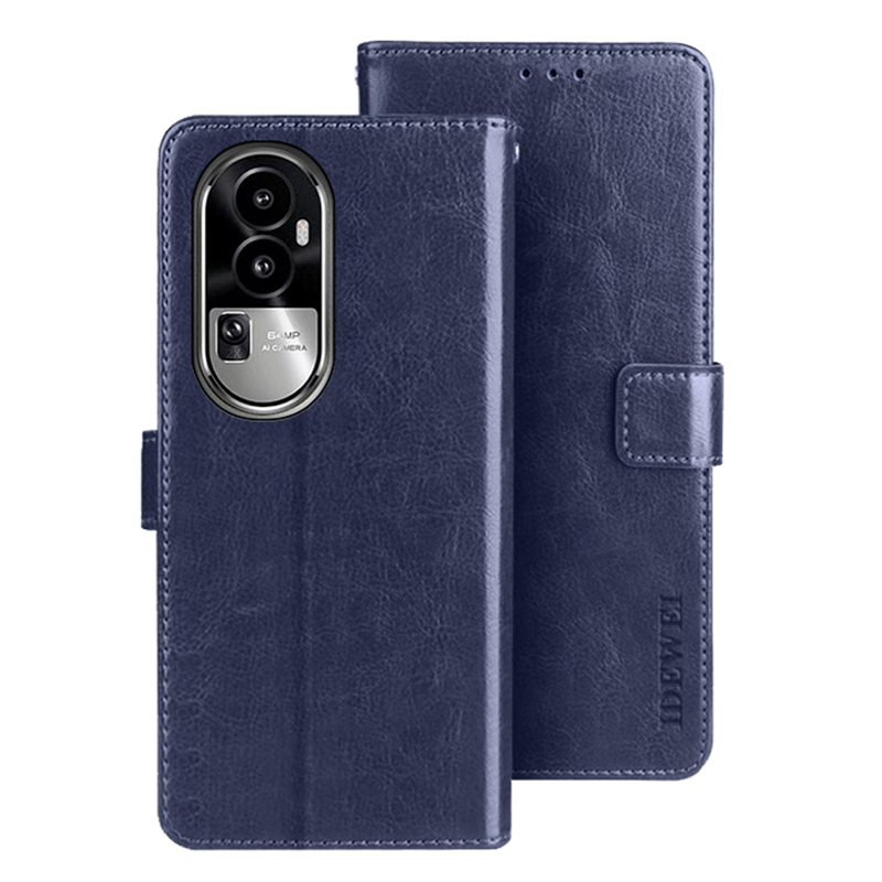 

IDEWEI Stand Telefonabdeckung Für Oppo Reno10 5G Wallet Wallet Crazy Horse Textur Anti-Scratch Leder-telefonhülle - Dunkelblau, Oppo Reno10 (China) 5G