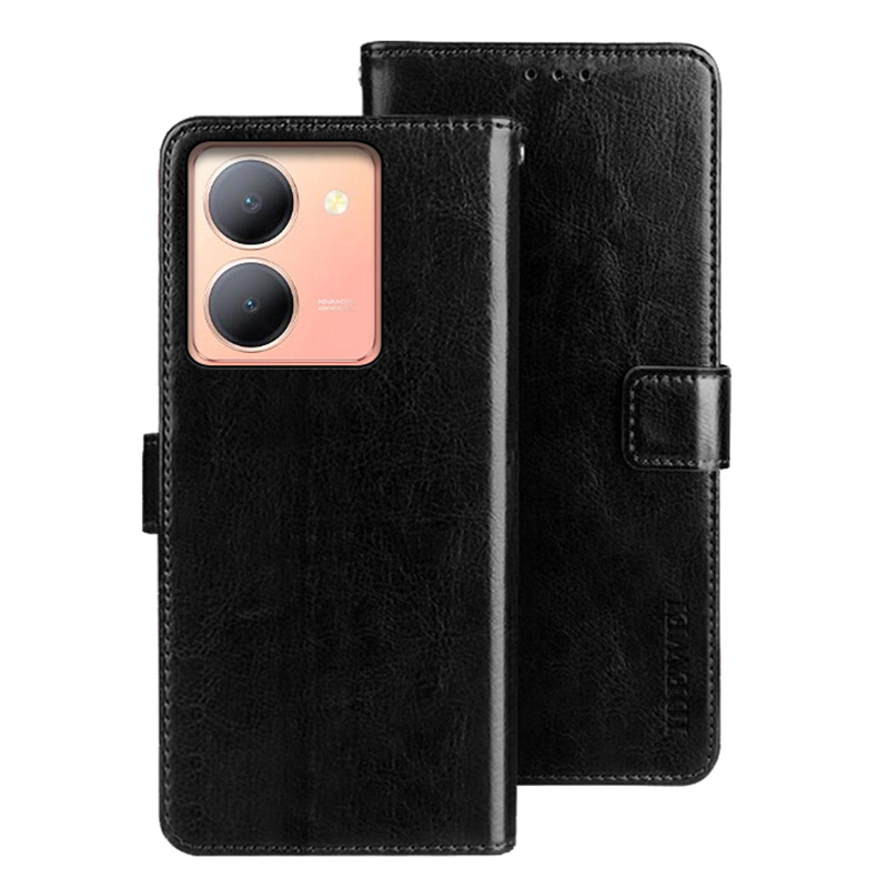 

Idewei Für Vivo Y78 5g / Y36 5G Crazy Horse Texture Ständer Telefon Deckung Ledermagnetische Telefonhülle - Schwarz, vivo Y78 5G