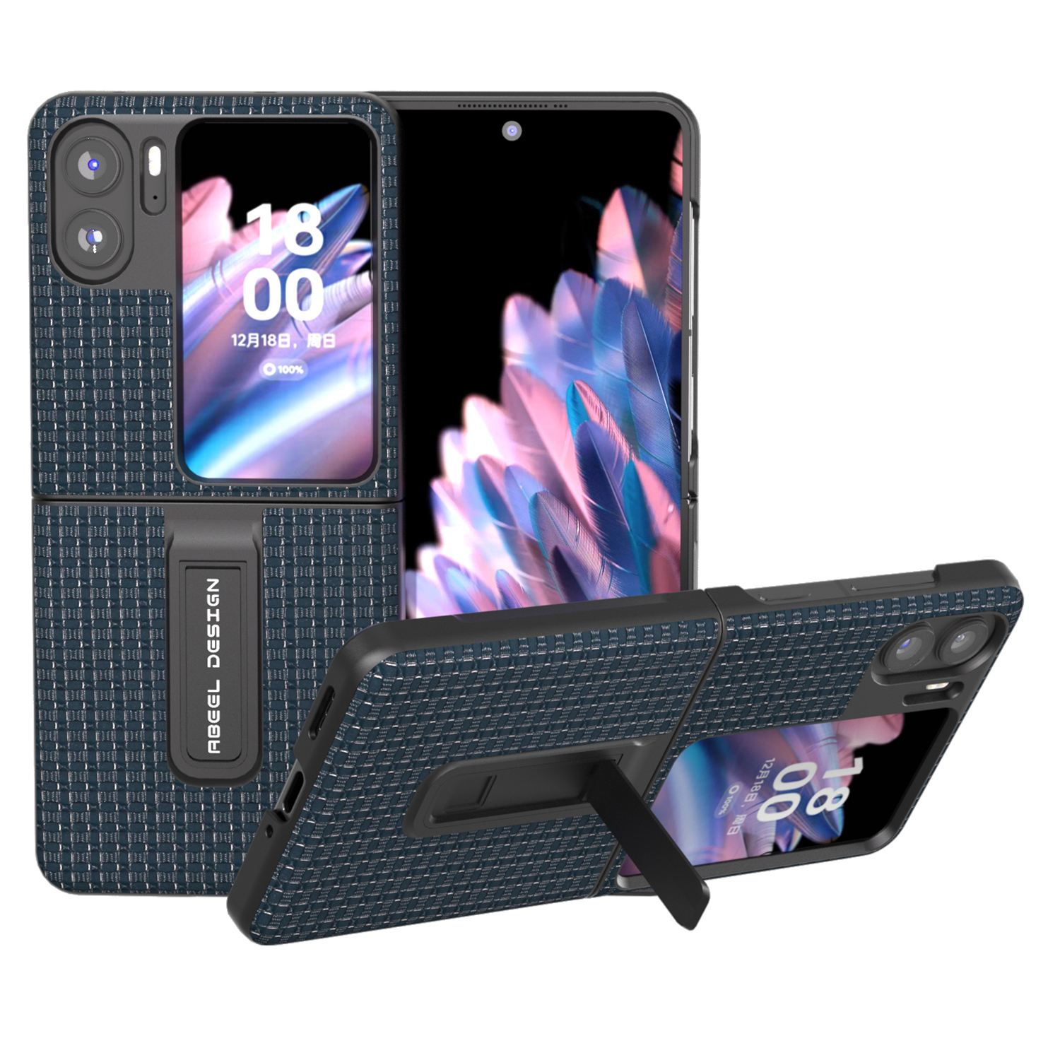 

Abeel Für Oppo Finden Sie N2 Flip 5G Kuhspurleder -leder -pc -telefonhülle Schlanker Fit Kickstand Cover - Blau, Oppo Find N2 Flip 5G