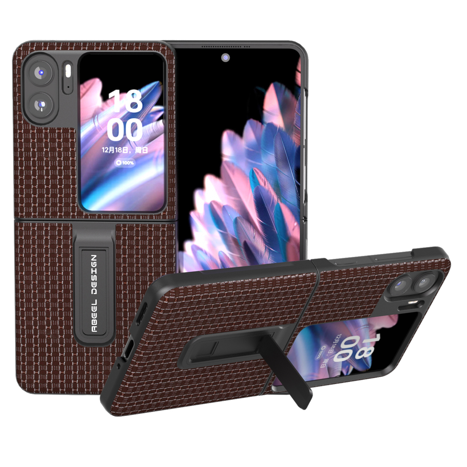 

Abeel Für Oppo Finden Sie N2 Flip 5G Kuhspurleder -leder -pc -telefonhülle Schlanker Fit Kickstand Cover - Kaffee, Oppo Find N2 Flip 5G