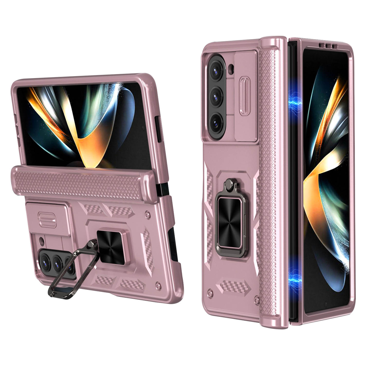 

BulkSourcing Für Samsung Galaxy Z Fold5 5G Dia -kameraschutz Phone Hülle Kickstand -pc -abdeckung - Roségold, Galaxy Z Fold5 5G