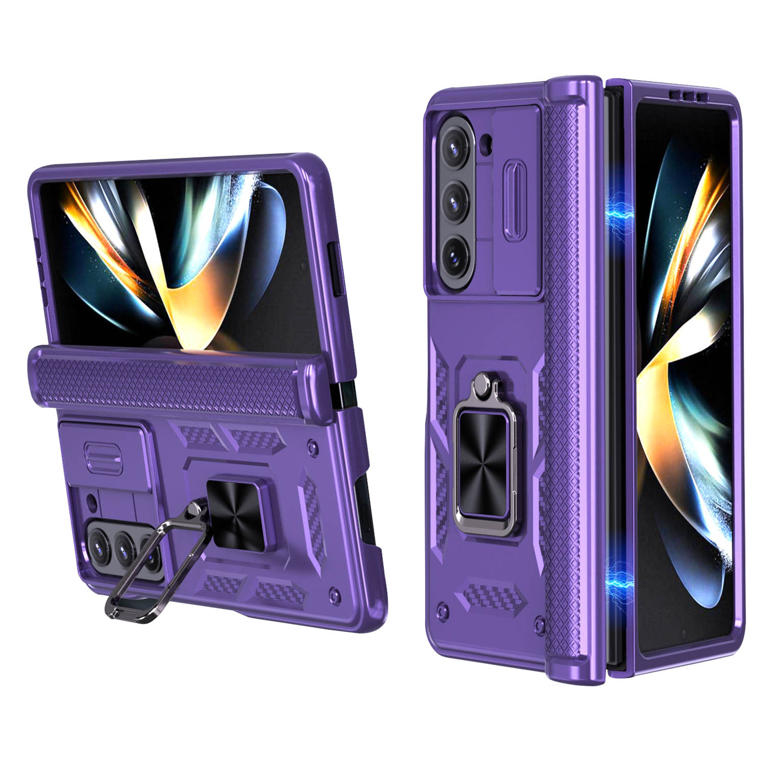 

BulkSourcing Für Samsung Galaxy Z Fold5 5G Dia -kameraschutz Phone Hülle Kickstand -pc -abdeckung - Lila, Galaxy Z Fold5 5G