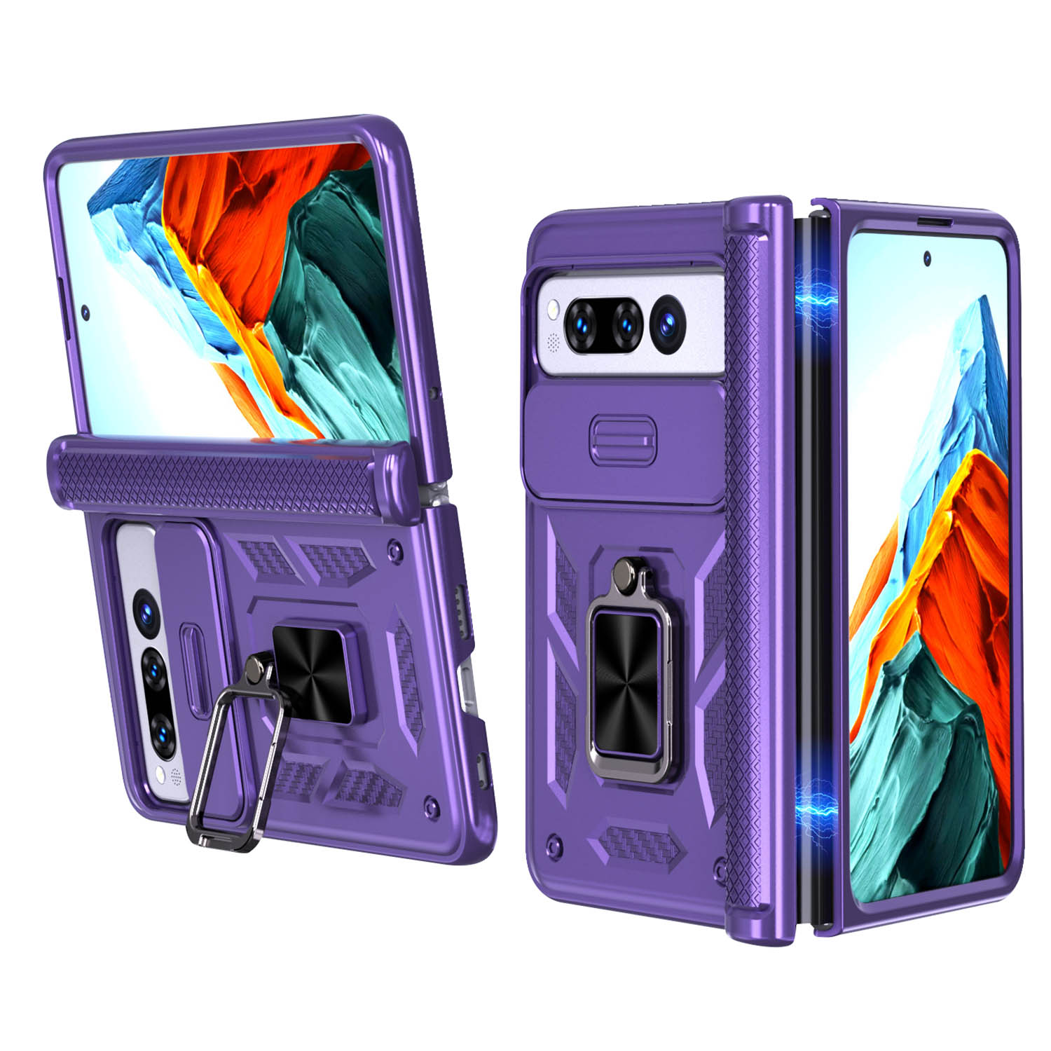 

BulkSourcing Für Google Pixel Faltkickstand -telefonabdeckung Magnetische Autobont - Lila, Google Pixel Fold
