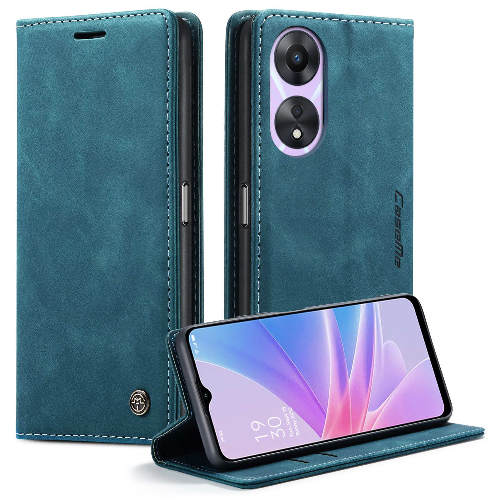 

Caseme 013 -serie Für Oppo A78 5G Multifunktionen Brieftaschenhülle PU Lederständer Flip Cover - Blau, Oppo A78 5G