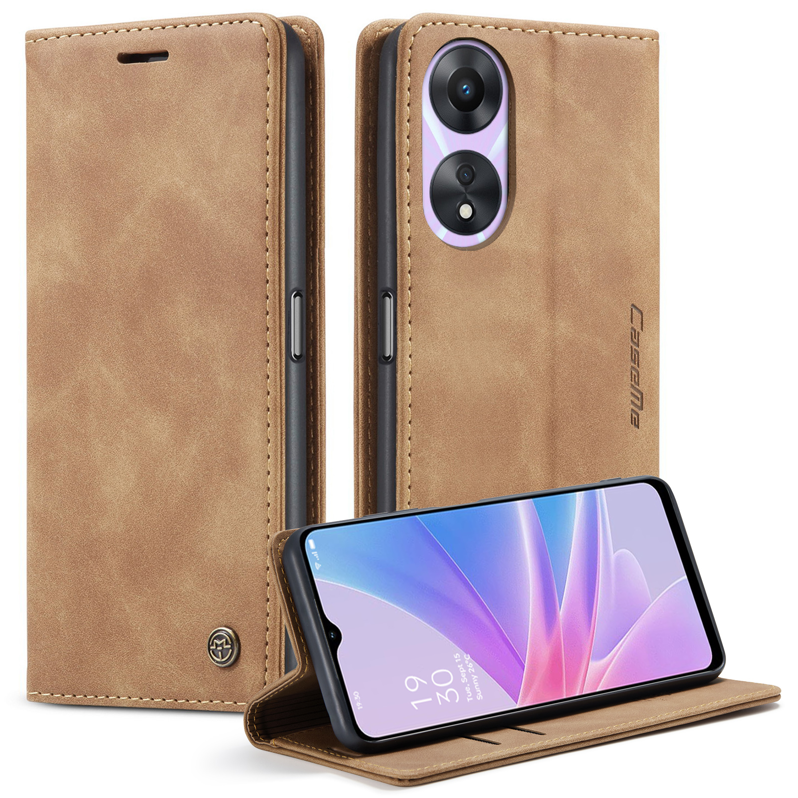 

Caseme 013 -serie Für Oppo A78 5G Multifunktionen Brieftaschenhülle PU Lederständer Flip Cover - Braun, Oppo A78 5G