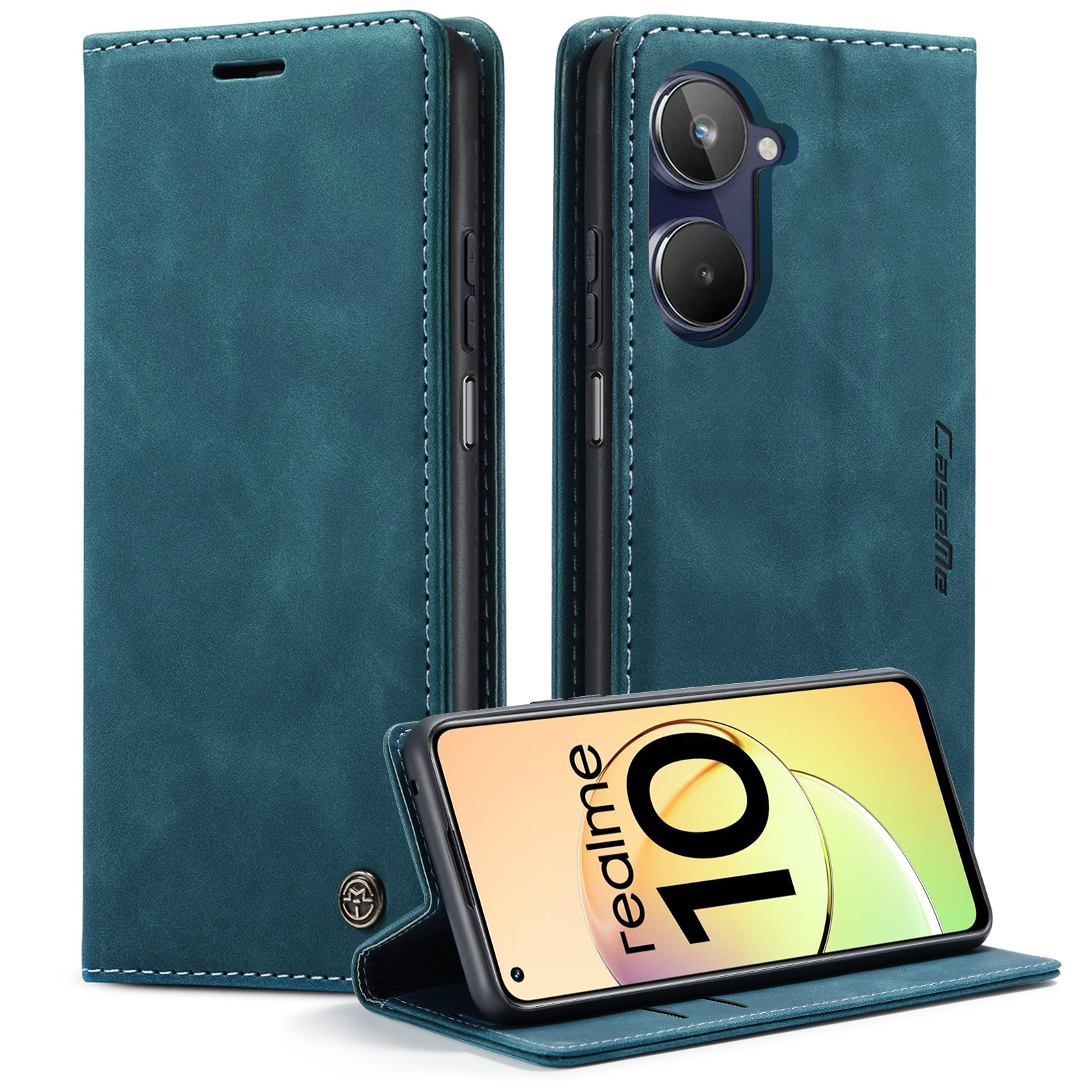 

Caseme 013 -serie Für Realme 10 4G PU Leder -ständer Wallet Hülle Flip Handyabdeckung - Blau, Realme 10 4G