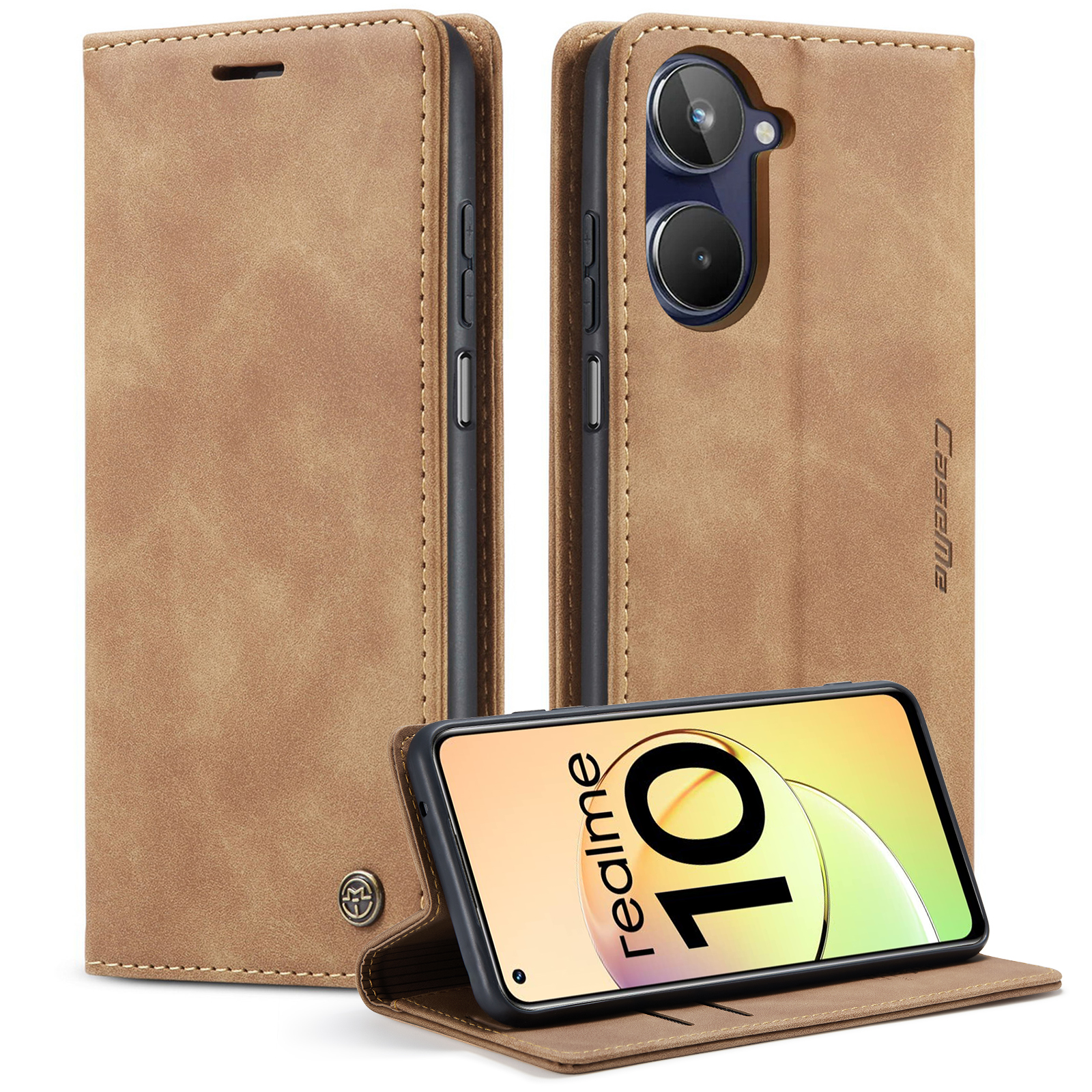 

Caseme 013 -serie Für Realme 10 4G PU Leder -ständer Wallet Hülle Flip Handyabdeckung - Braun, Realme 10 4G