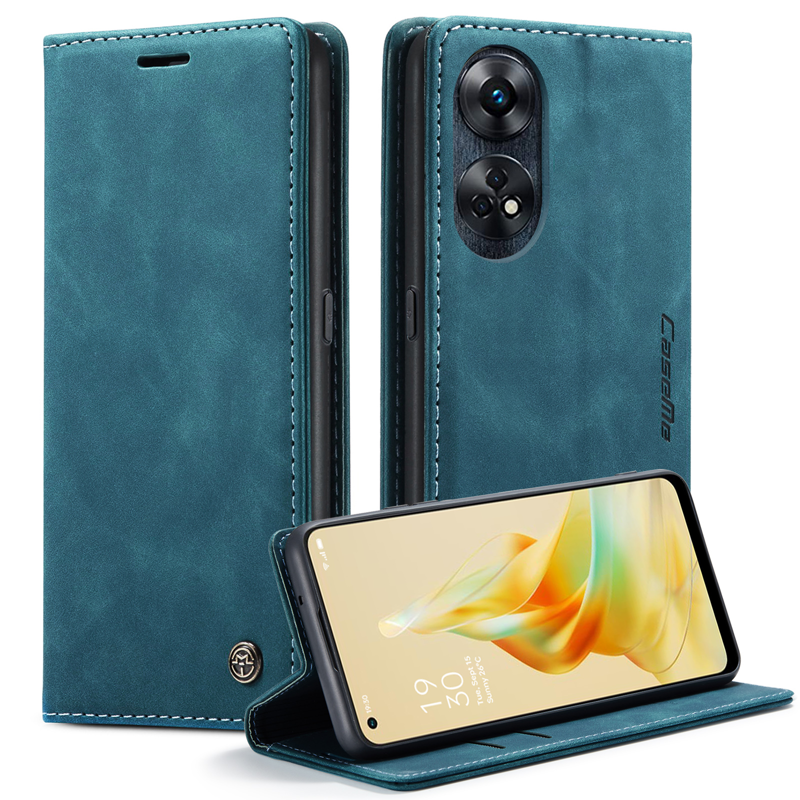 

Caseme 013-serie Für Oppo Reno8 T 4G Anti-kratzer-telefonabdeckung Pu-leder-läder-tpu-shell-ständer Flip Hülle - Blau, Oppo Reno8 T 4G