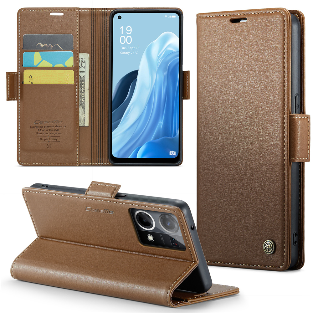 

Caseme 023 -serie Für Oppo Reno7 4G / Reno8 4g / F21 Pro 4G RFID -blockierungsstill - Braun, Oppo Reno7 4G
