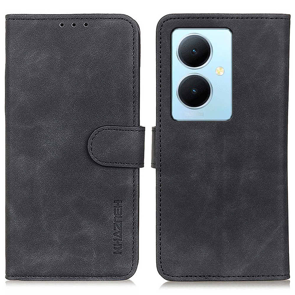 

Khazneh Telefonkoffer Für Vivo Y78+ 5g / Y78 5G Retro Magnetic Clasp Wallet Stand PU Lederabdeckung - Schwarz, vivo Y78+ 5G