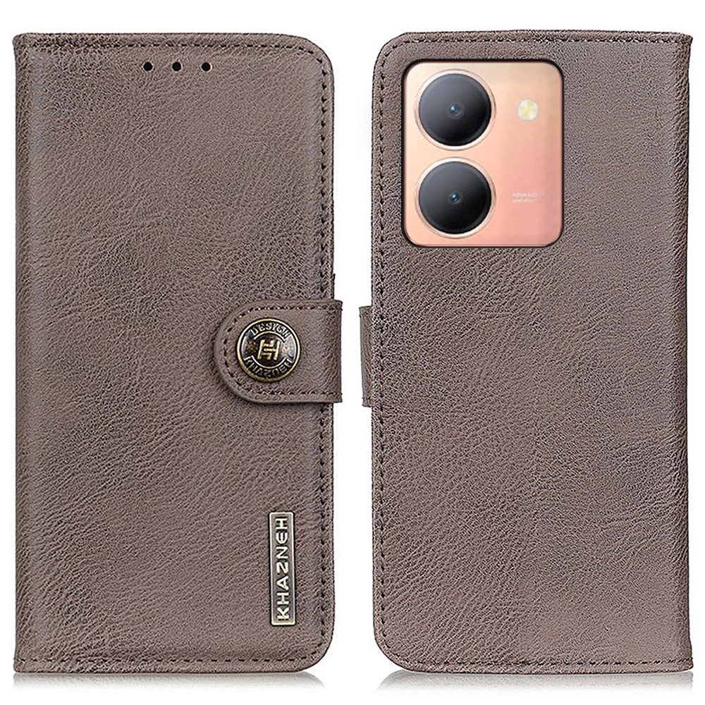 

Khazneh Für Vivo Y78 (China) 5G / Y36 5G Leder Brieftaschenhülle Kuhläden Textur Drop-proof-ständer Shell - Khaki, vivo Y78 (China) 5G