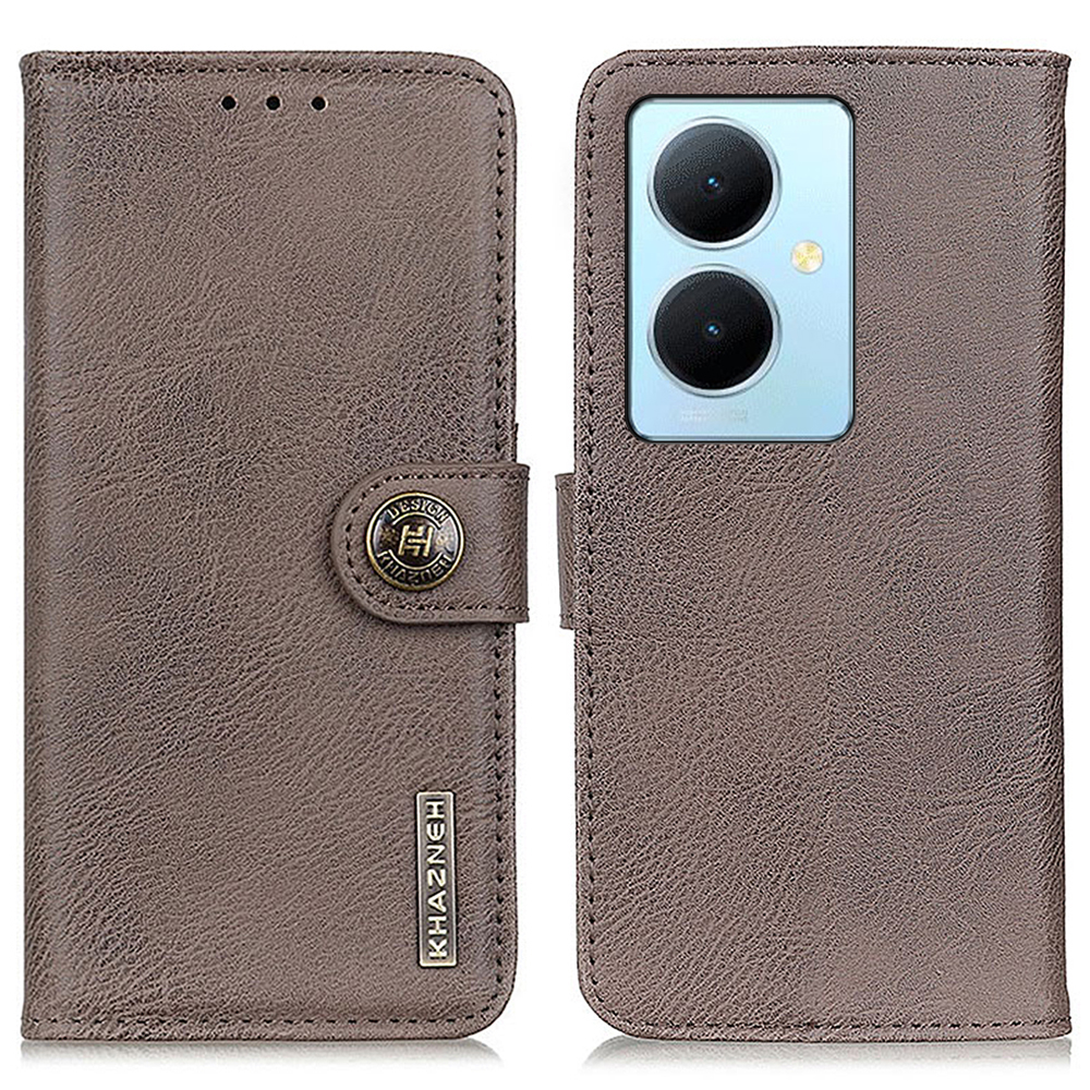 

Khazneh Für Vivo Y78+ 5g / Y78 5G Lederständer Brieftaschenhülle Kuhläden-textur Drop-proof-shell - Khaki, vivo Y78 5G