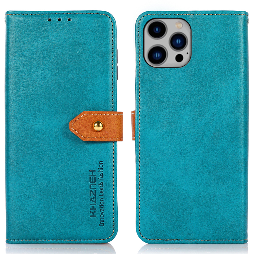 

Khazneh Für Iphone 15 Pro Max Phone Wallet Stand Cover Cowide Textur PU Leder Shell - Blau, iPhone 15 Pro Max