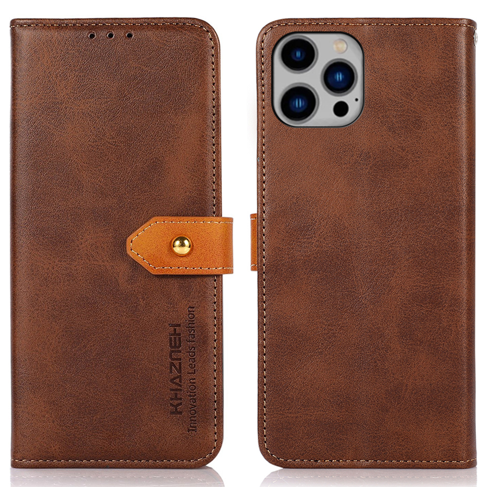 

Khazneh Für Iphone 15 Pro Max Phone Wallet Stand Cover Cowide Textur PU Leder Shell - Braun, iPhone 15 Pro Max