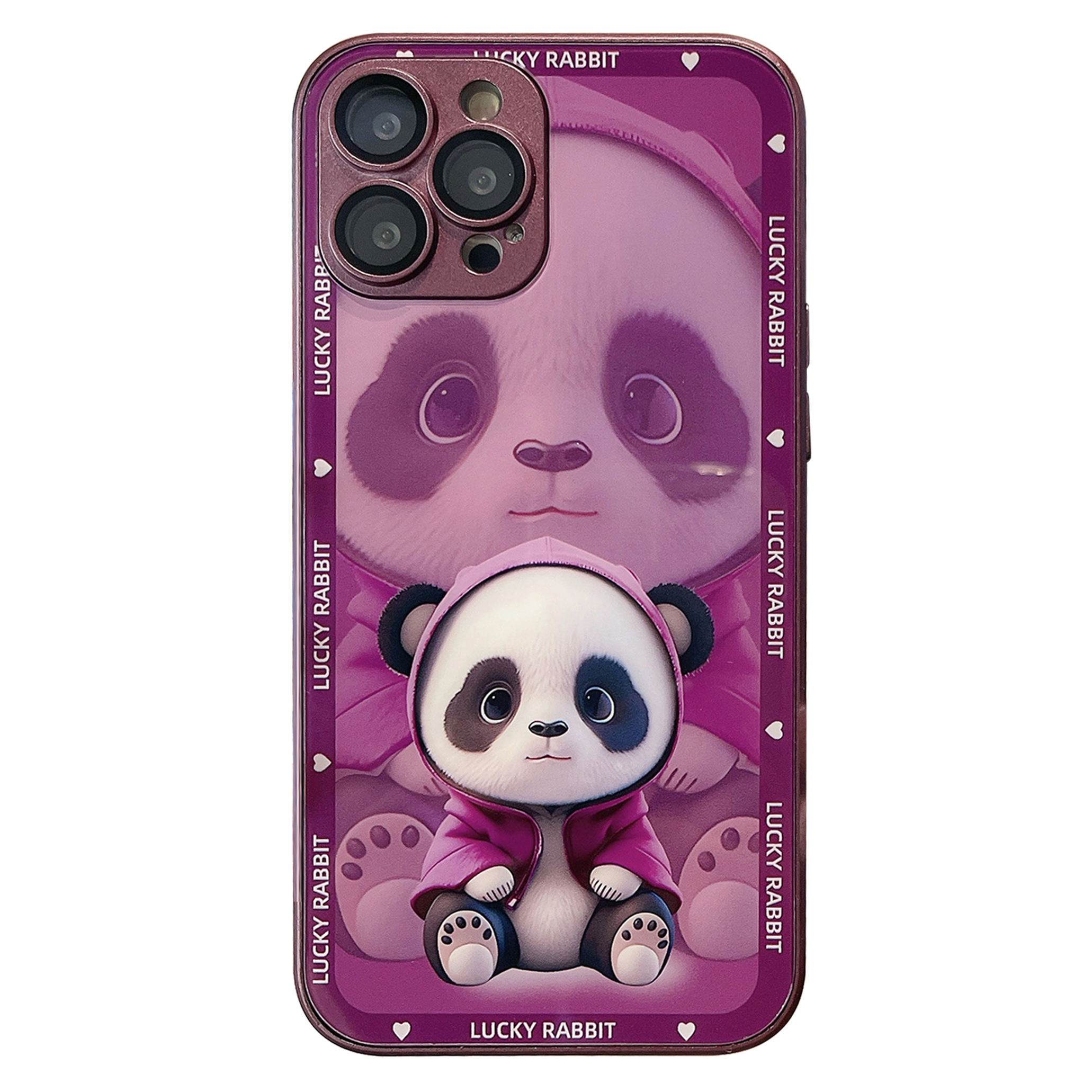 

Für Iphone 13 Pro Tempered Glass+TPU Anti-Scratch Phone Case Shadow Panda Muster Druckabdeckung Mit Linsenfilm - Purpurrot, iPhone 13 Pro