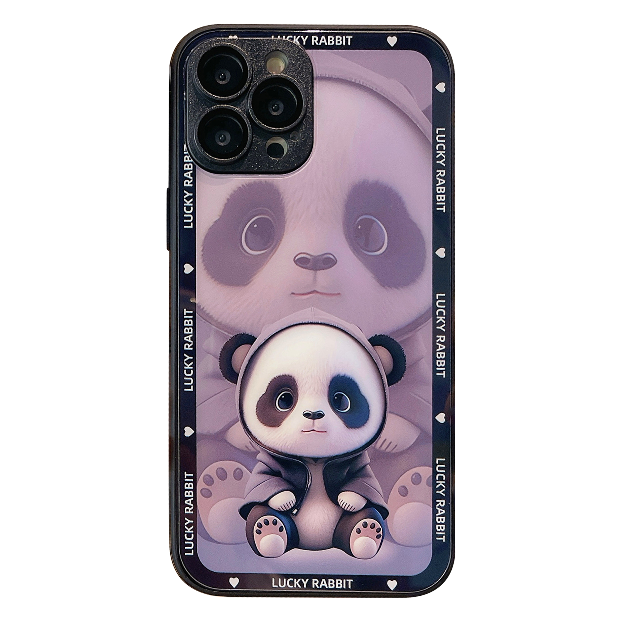 

Für Iphone 13 Pro Max Schatten Panda Muster Phone Hülle Temperierte Glas+tpu -rückseite Mit Linsenfilm - Schwarz, iPhone 13 Pro Max