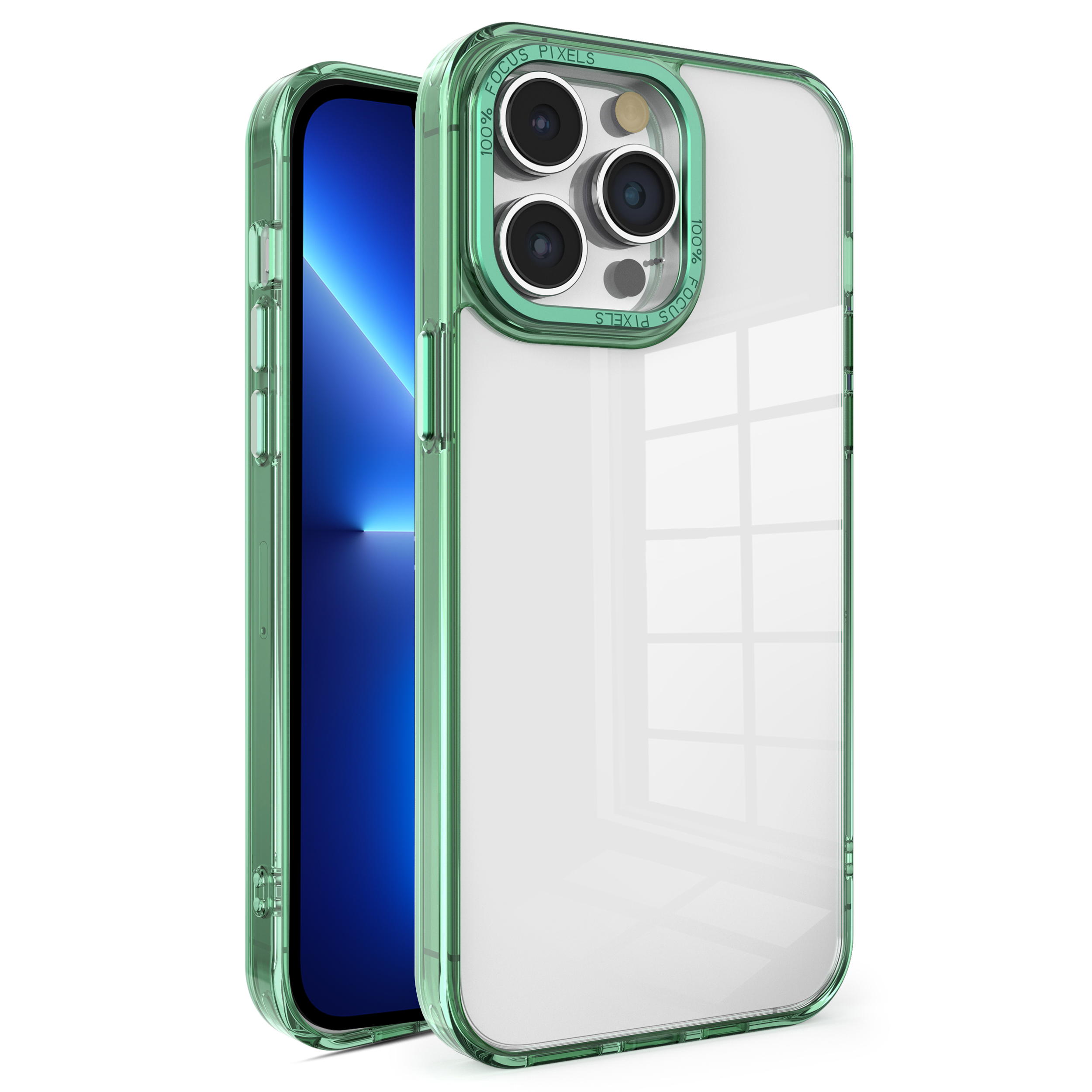 

Für Das Iphone 13 Pro 6,1 -zoll -kristallreihe Fingerabdruck Kostenlos Zurück -deckel Transparenter PC+TPU -telefonfall - Grün, iPhone 13 Pro
