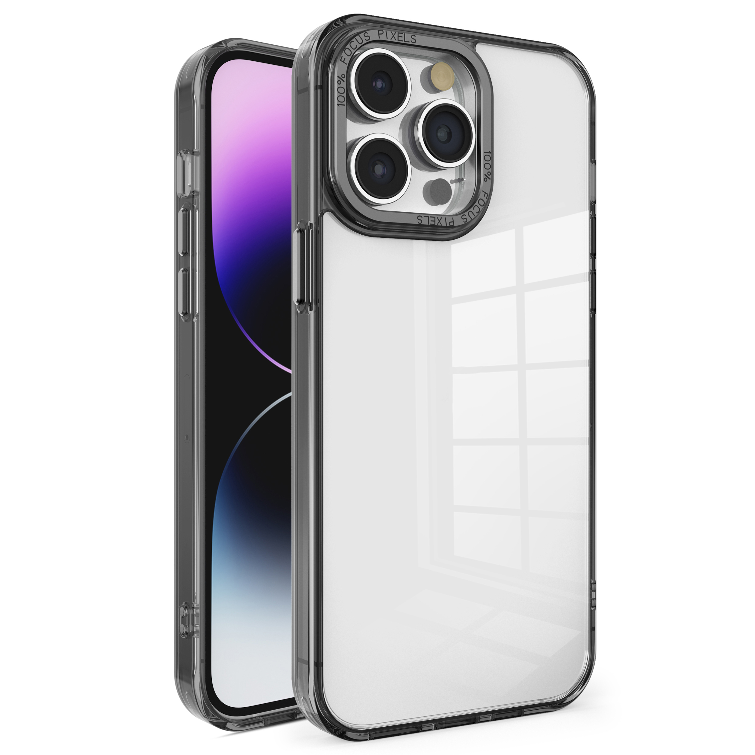 

Für Das Iphone 14 Pro Max Crystal Series Back Cover Transparent Schockdes PC+TPU -telefonfall - Schwarz, iPhone 14 Pro Max
