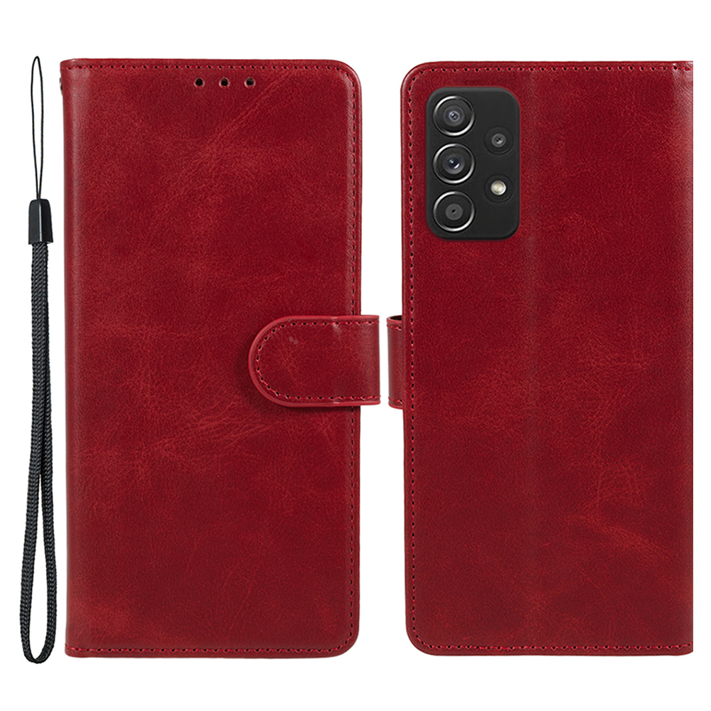 

Für Samsung Galaxy A23 4G / A23 5G (globale Version) Stand Phone Hülle Calf Textur PU Leder Brieftaschenabdeckung - Rot, Galaxy A23 5G (Global Version)
