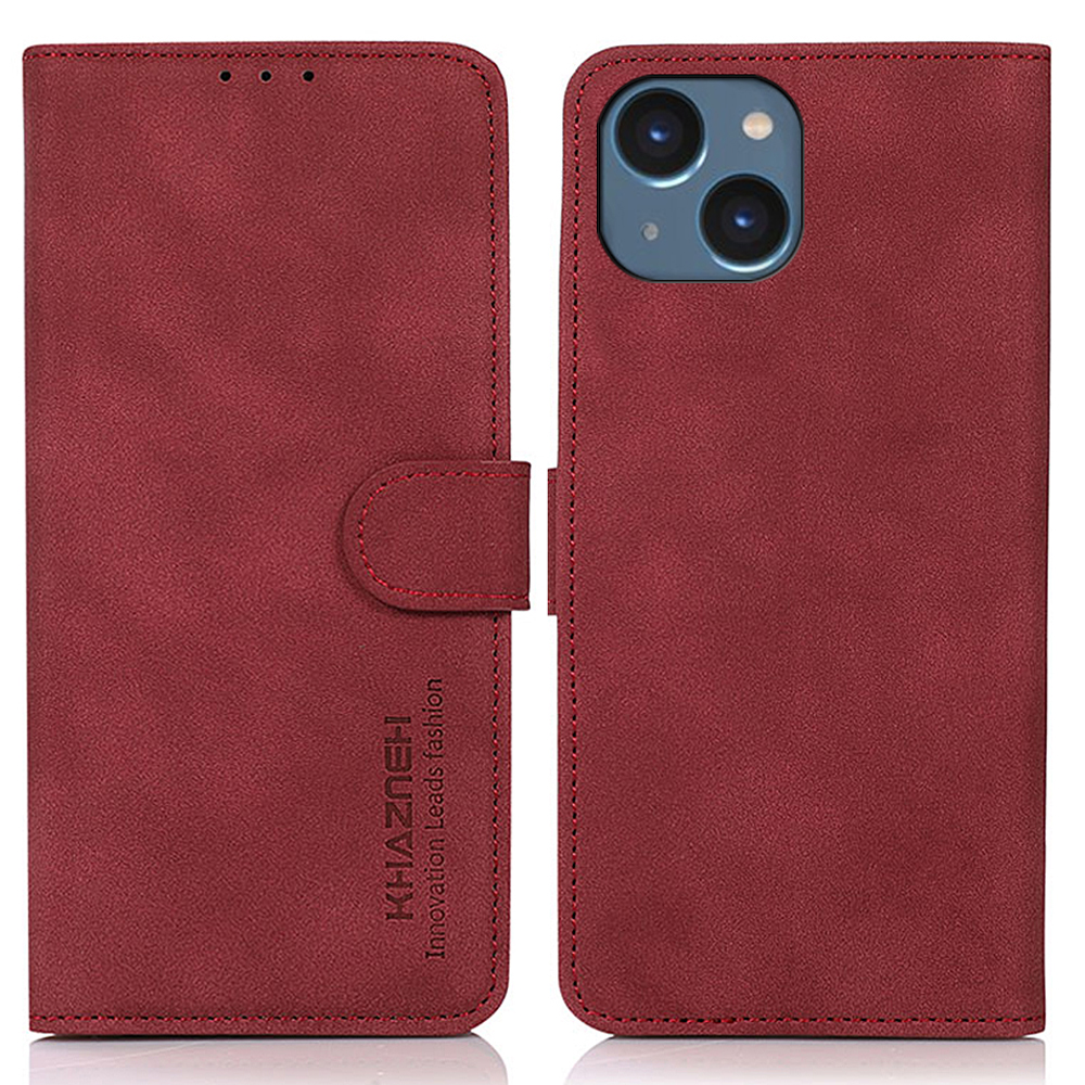 

Khazneh Strukturierte Pu-leder-telefonhülle Für Iphone 15 Plus, Anti-kratzer Flip Wallet Stand Cover - Rot, iPhone 15 Plus